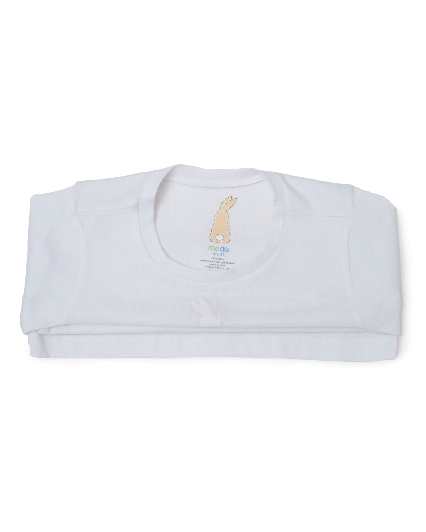 Me Do. Learn-to-Dress White Tee Shirt Interior Back